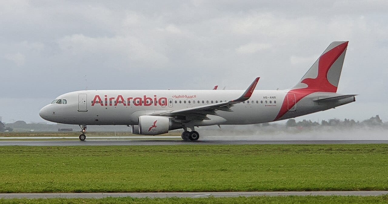 An Air Arabia Airbus A320 in the airline livery