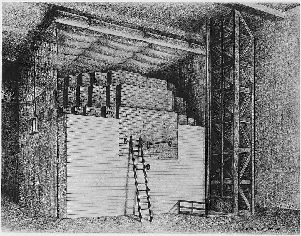 Drawing of Chicago Pile-1 under the Stagg Field stands