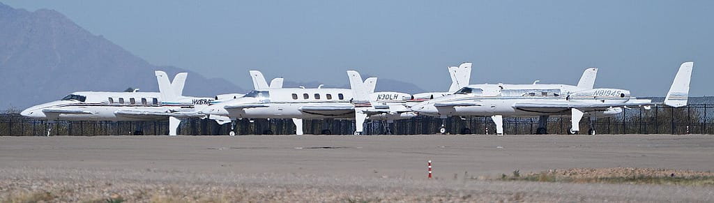 Stored Beechcraft Starships awaiting their fate