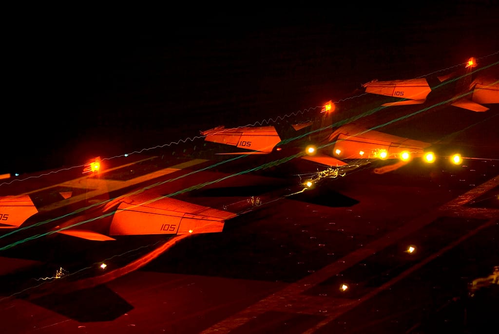 Aircraft going around on an angled deck