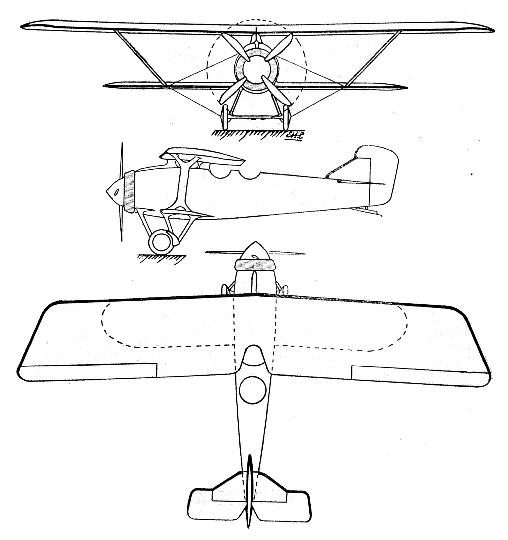 Breguet 19 A2 three-view drawing
