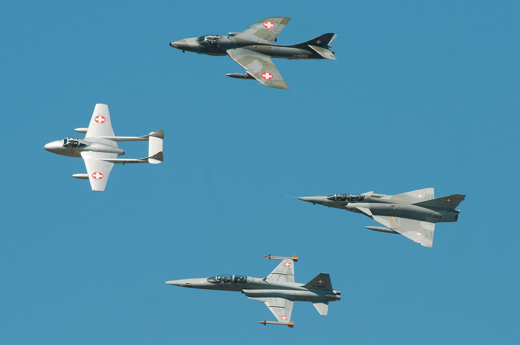de Havilland DH.100 Vampire twin-boom jet fighter in flight