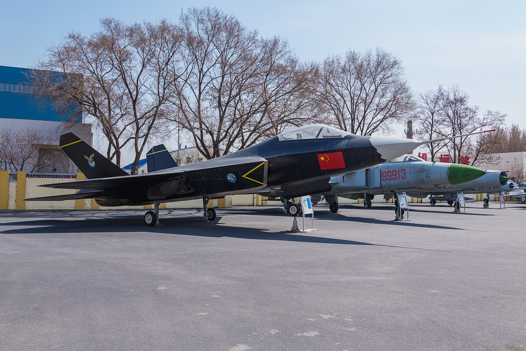An FC-31 2.0 prototype on static display at the Shenyang Aircraft Corporation Aviation Expo Park.