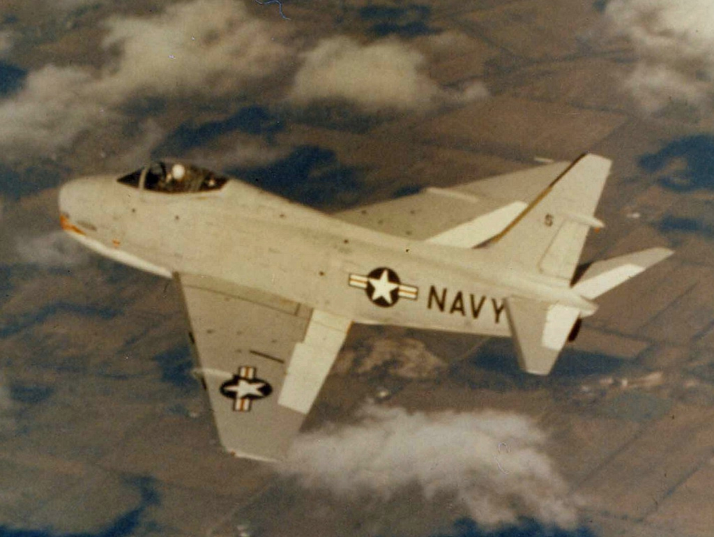 North American FJ-4 Fury in flight, colour photograph