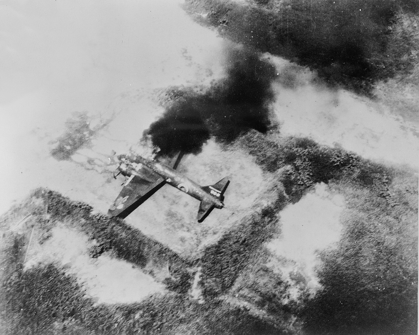 Mitsubishi G4M Betty bomber in flight during WWII combat
