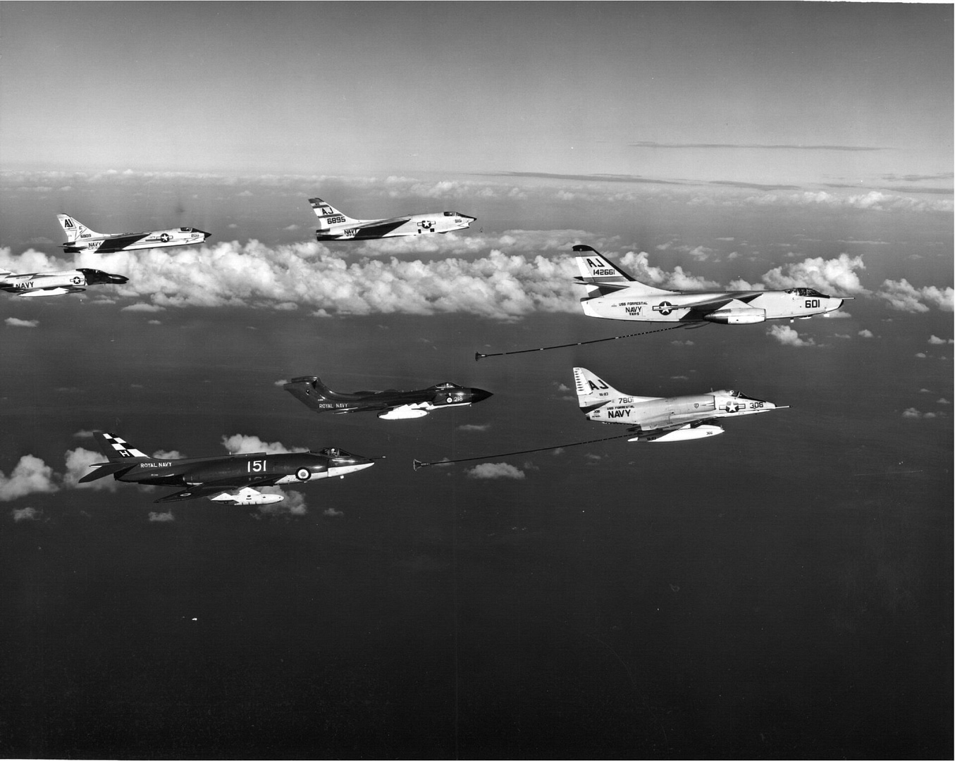 Supermarine Scimitar naval strike fighters in formation flight
