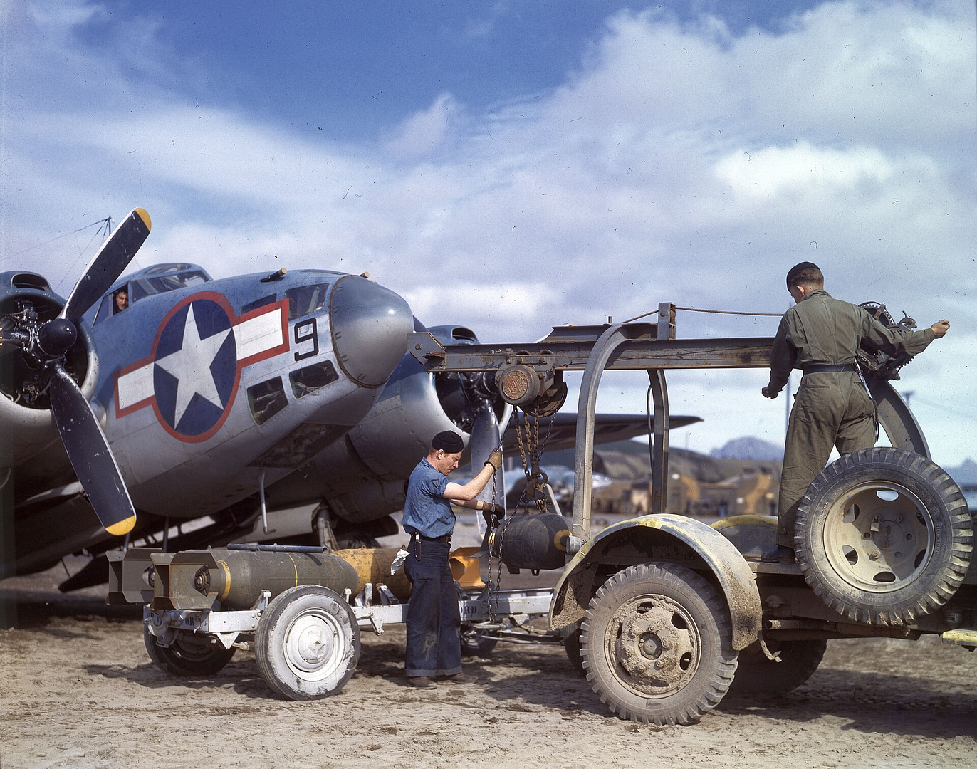 US Navy Lockheed PV-1 Ventura loaded with bombs in the Aleutians. Photo: US Navy, public domain.