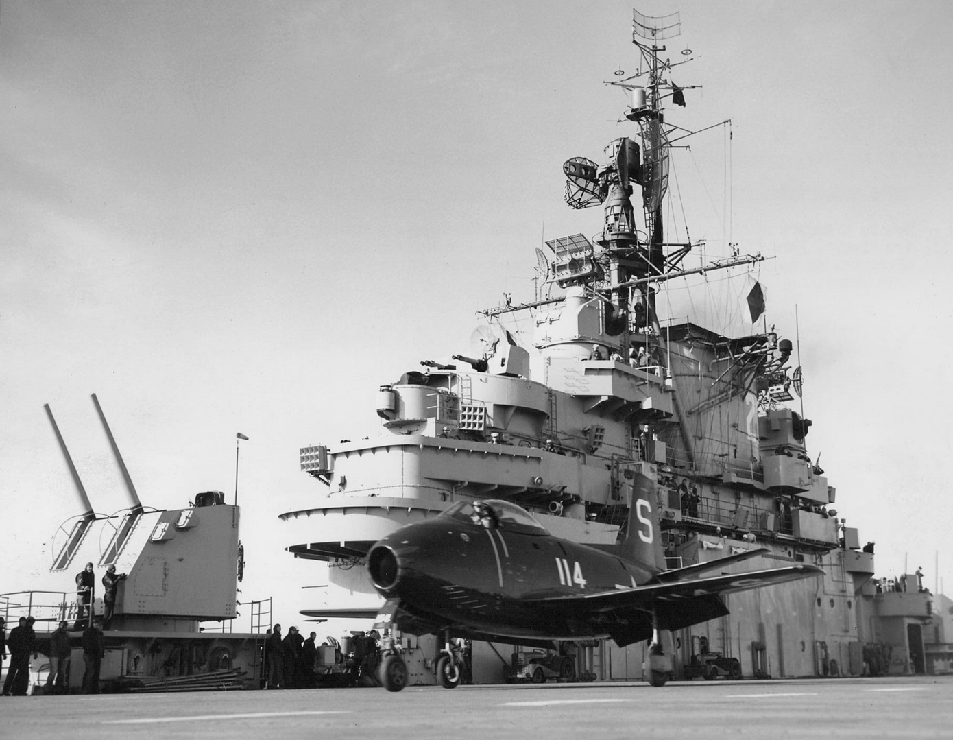 Straight-wing North American FJ-1 Fury of VF-5A aboard USS Boxer, 1948