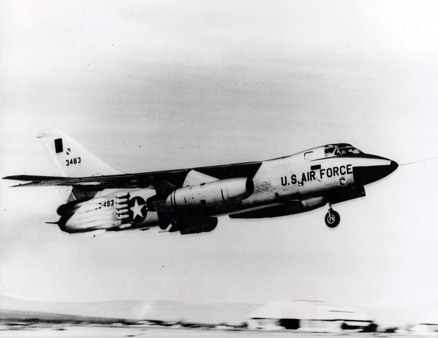Douglas B-66B making a JATO rocket-assisted takeoff. Photo: US Air Force, public domain.