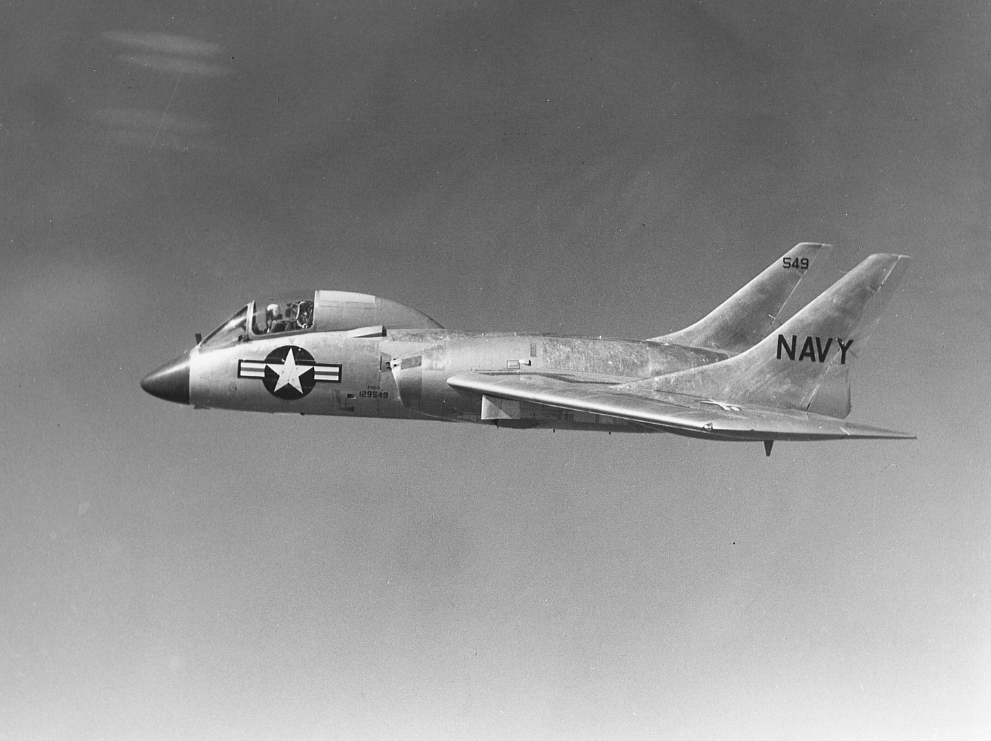 Vought F7U Cutlass tailless swept-wing US Navy carrier fighter in flight