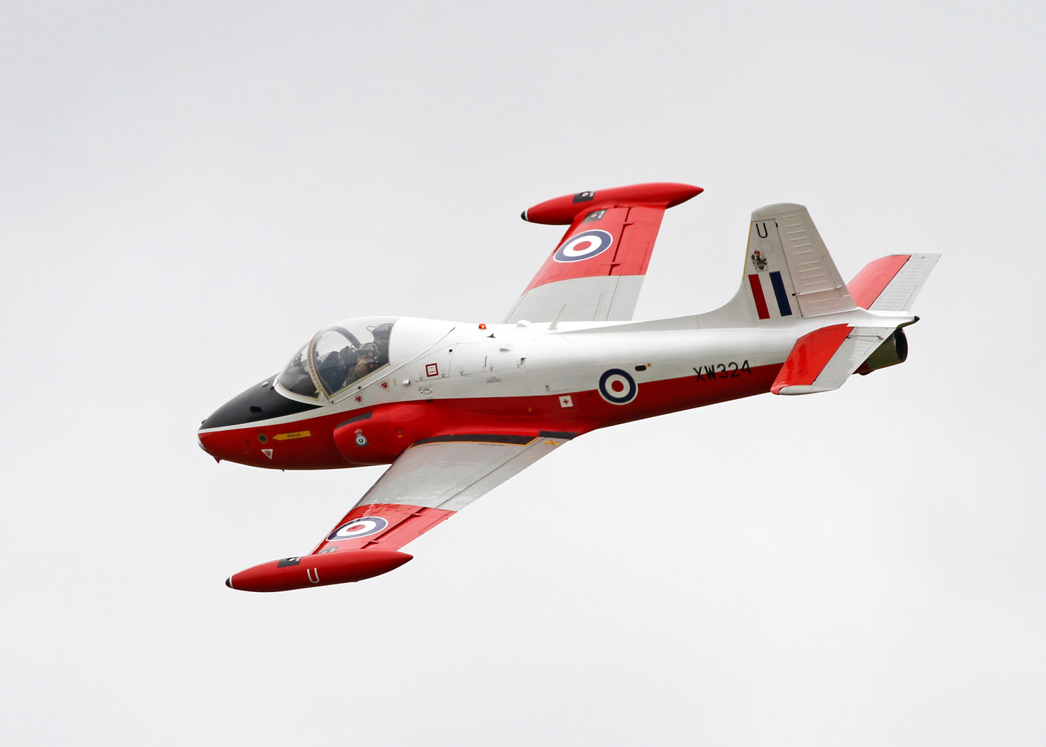 BAC Jet Provost T.5 XW324 basic jet trainer flying in Royal Air Force markings