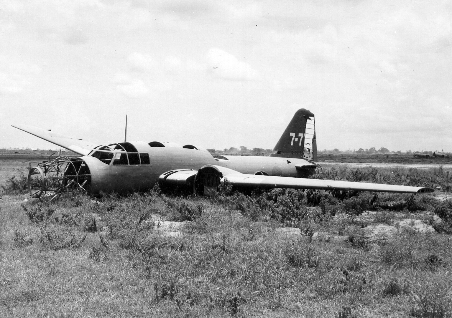 Wreck of a Mitsubishi Ki-67 at Clark Field, Philippines, August 1945