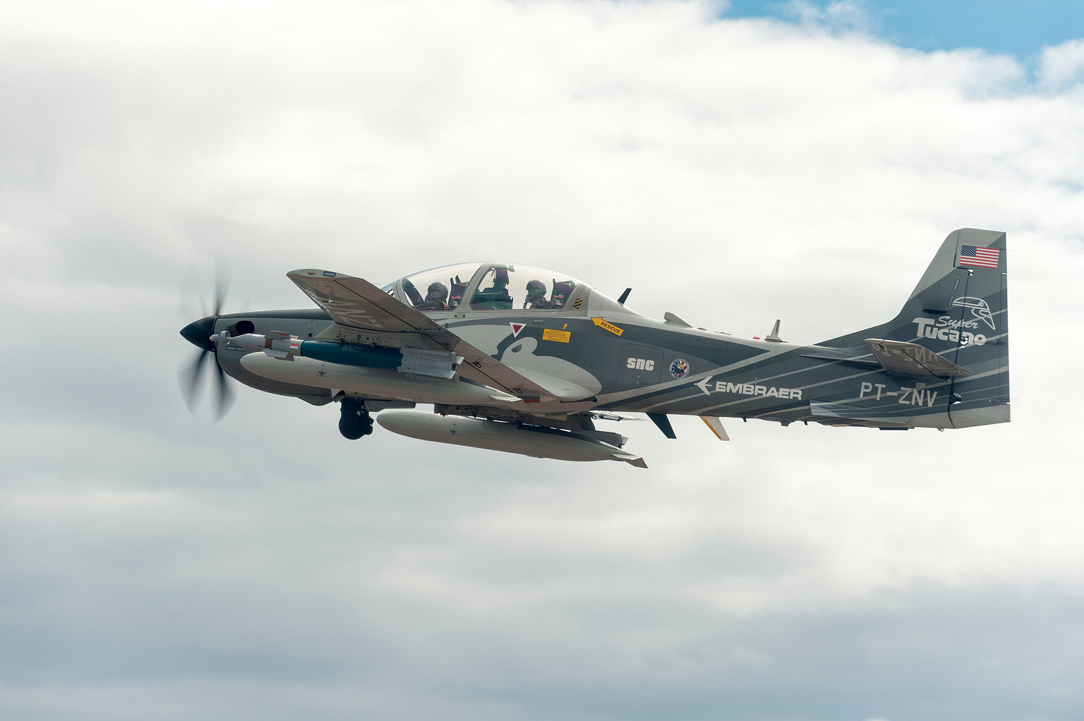 Embraer A-29 Super Tucano light-attack aircraft in flight