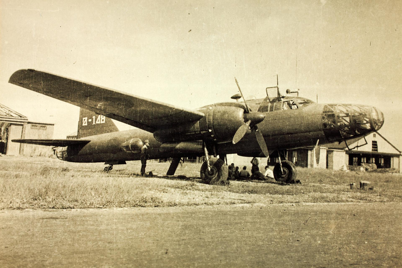 Mitsubishi Ki-67 Hiryu heavy bomber in flight during the Second World War