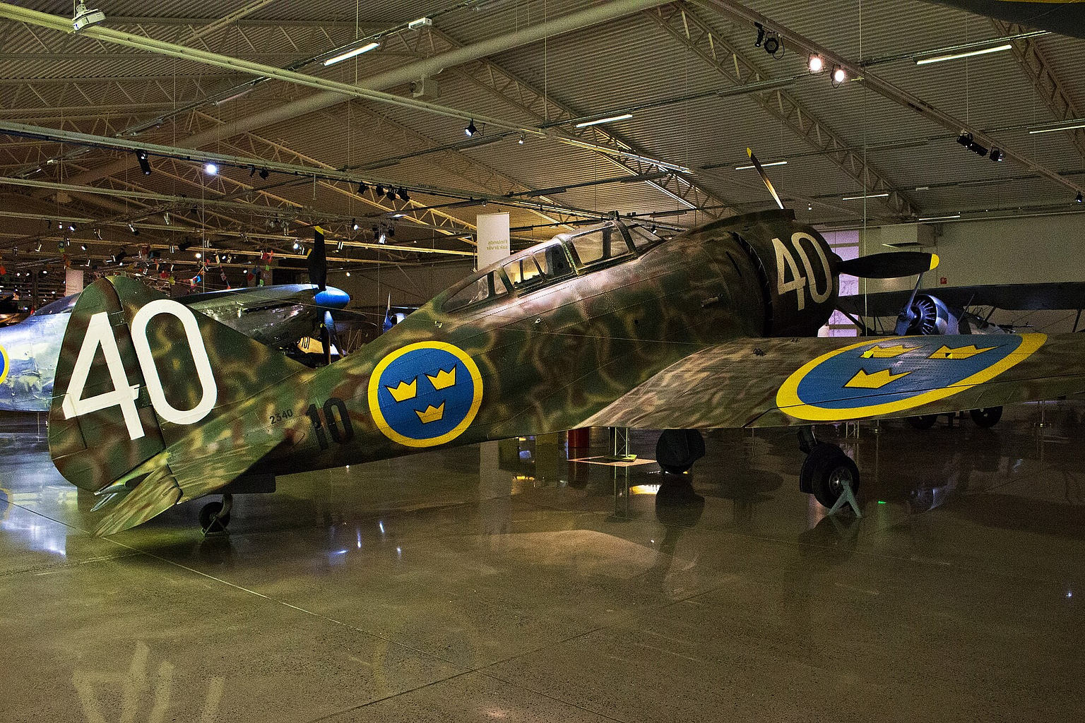Preserved Swedish J 20 (Reggiane Re.2000) at the Swedish Air Force Museum, Linköping.