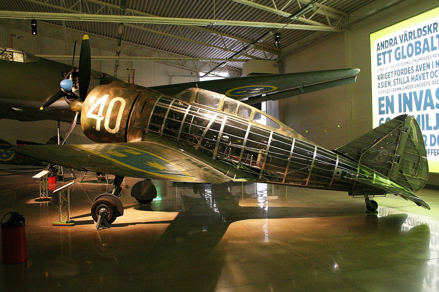 Swedish J 20 survivor, three-quarter view.