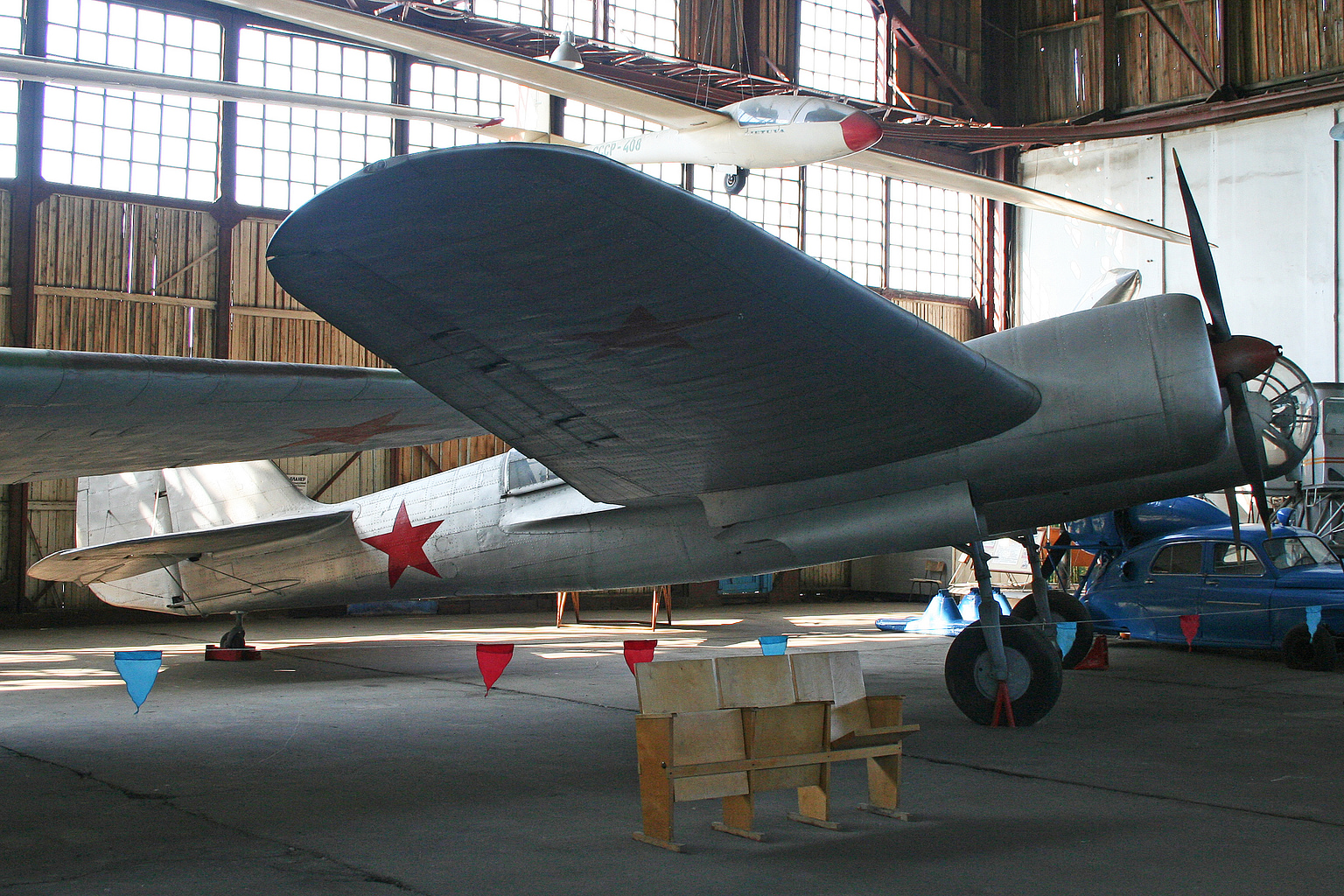 Tupolev SB (SB-2) Soviet 1930s twin-engine fast bomber, preserved 2M-100A airframe with red-star markings