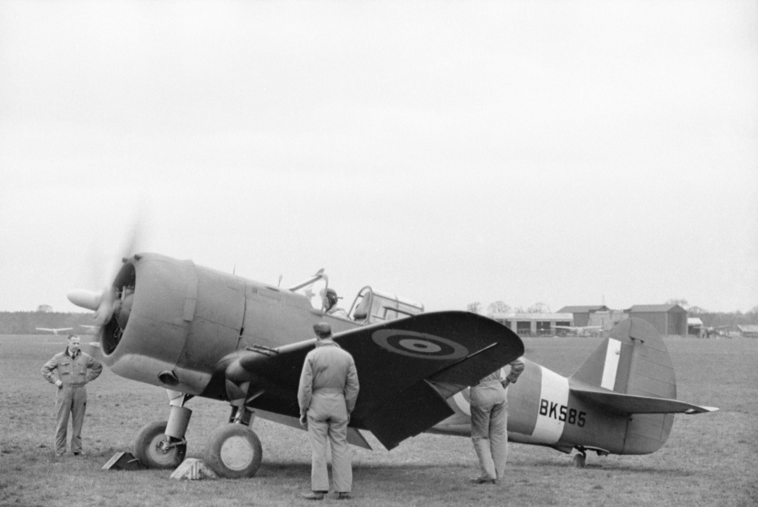 Royal Air Force Curtiss Mohawk Mk IV BK585 running up its engine