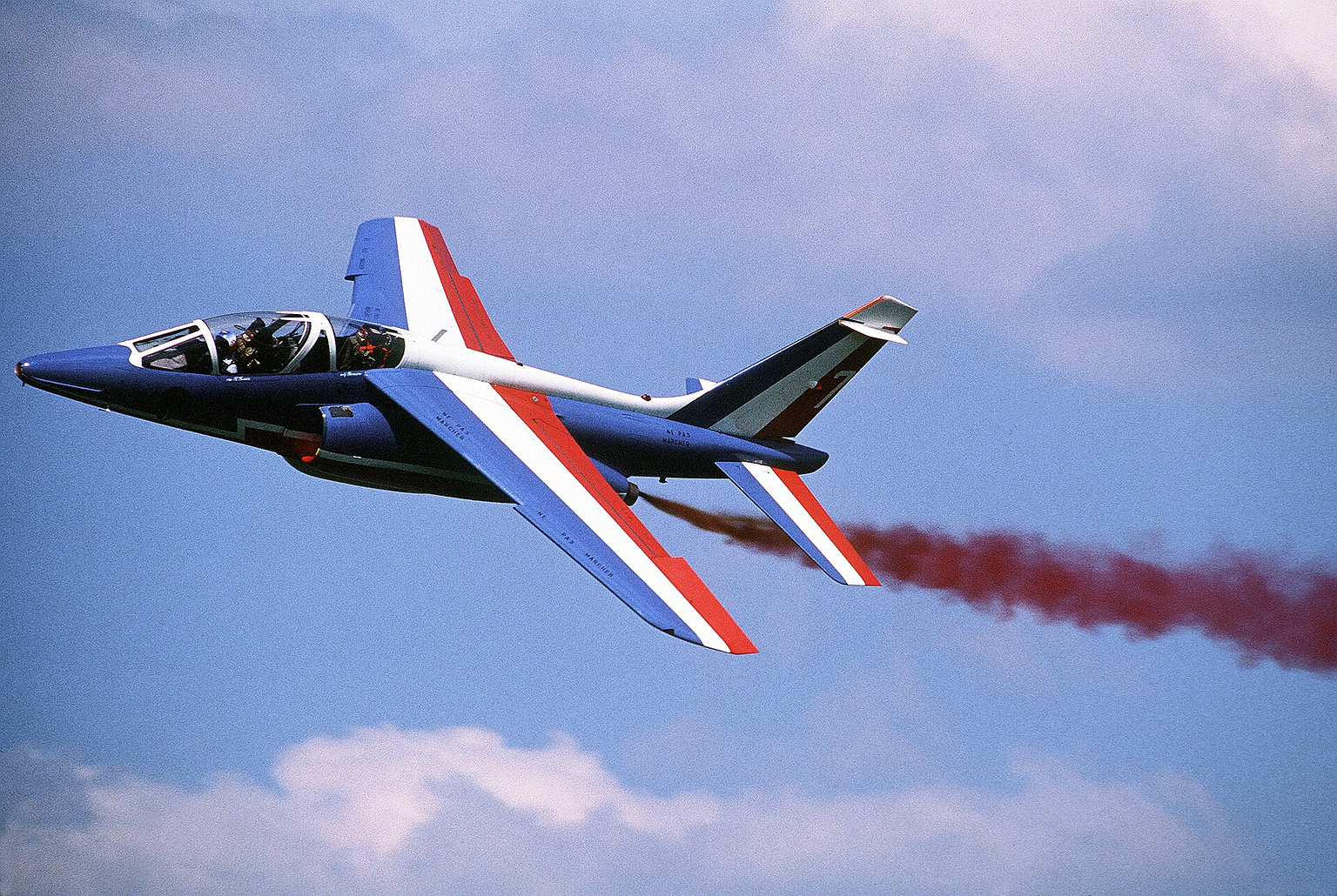 Dassault-Dornier Alpha Jet of the Patrouille de France in flight