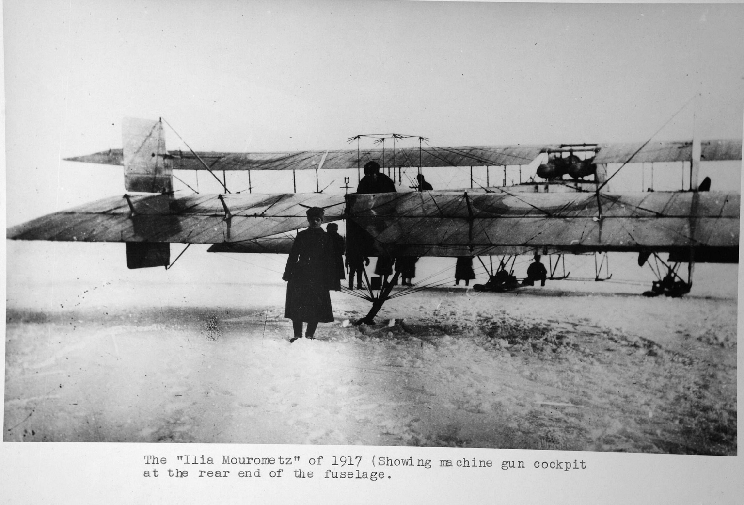 A gunner at the rear of a Muromets; the tail area was hard for fighters to attack.