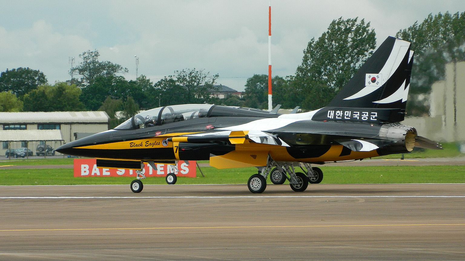 KAI T-50 Golden Eagle supersonic trainer in Black Eagles display colours