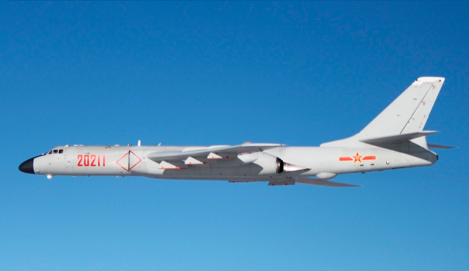Xian H-6K strategic bomber of the Chinese air force in flight