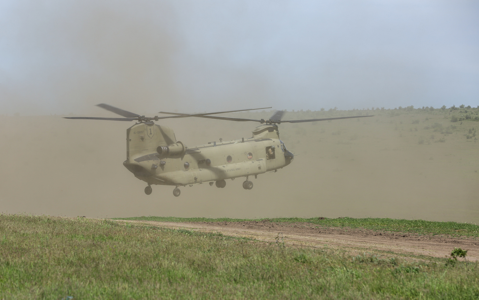 CH-47 Chinook helicopter preparing to land