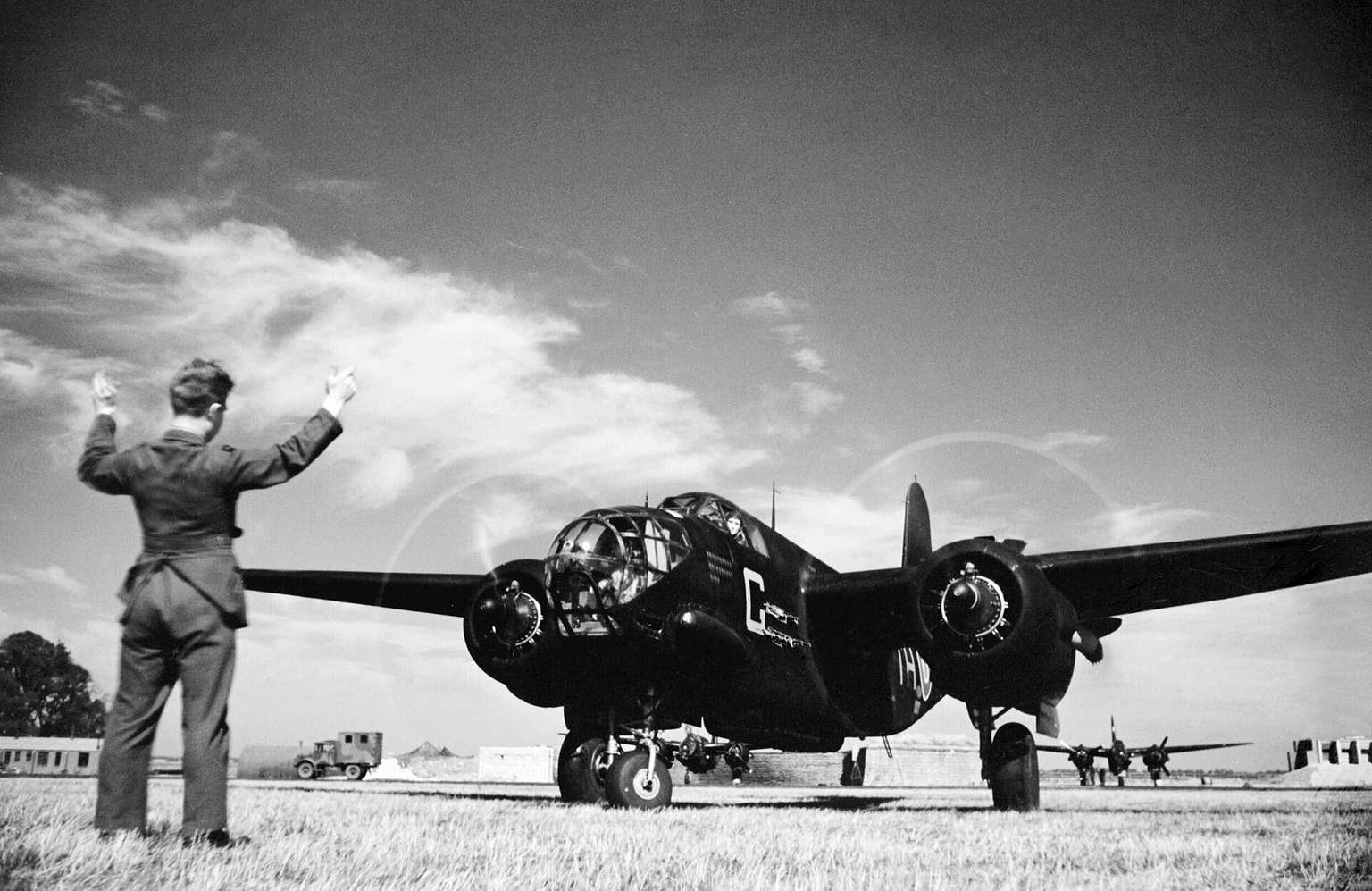 Douglas Boston III of No. 418 Squadron RCAF taxiing for a night intruder raid, 1942