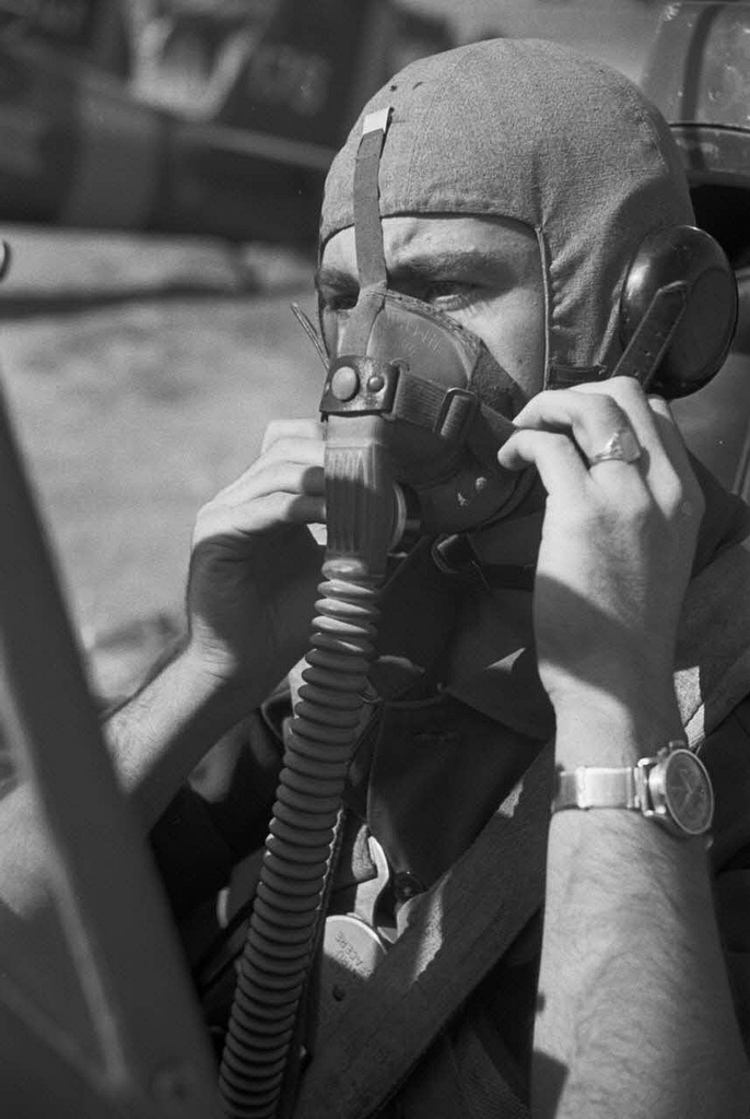 A Grupul 9 fighter pilot in the cockpit of an IAR 80