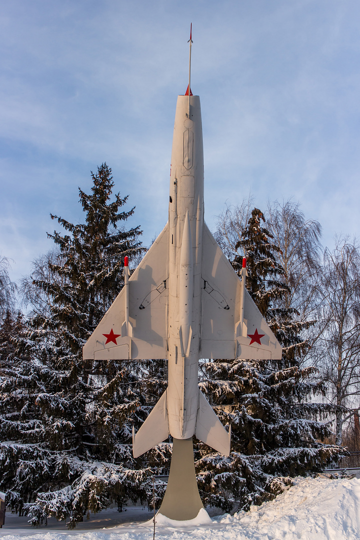 A Fishbed on a pylon one of countless MiG-21 monuments across the old Soviet world.