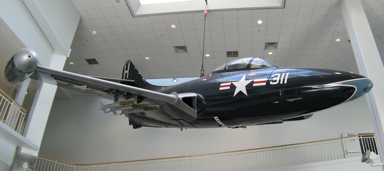 A restored F9F-2 Panther at the National Naval Aviation Museum, Pensacola.
