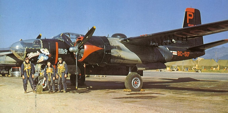 Douglas A-26 Invader "MONIE" with its crew