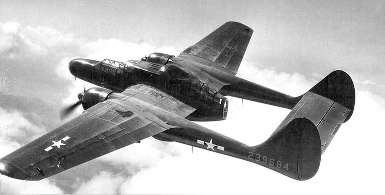 Northrop P-61 Black Widow banking in flight