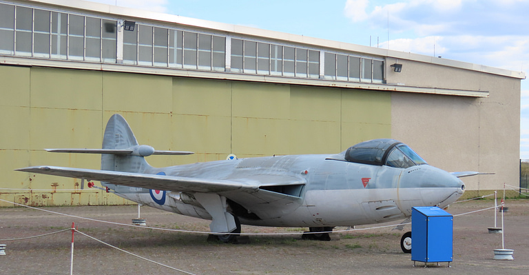 A preserved Sea Hawk in German naval markings at the Luftwaffenmuseum Berlin-Gatow.