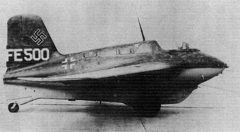 Captured Messerschmitt Me 163 Komet marked FE-500