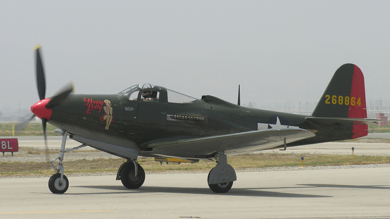 P-63 Kingcobra with Soviet red star at Chino, California