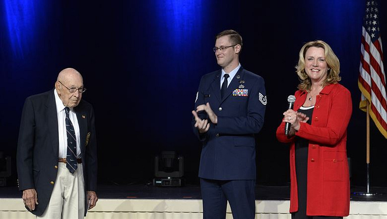 Doolittle Raider Lt. Col. Richard Cole at the B-21 naming ceremony