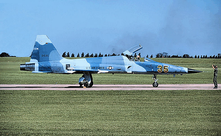 A USAF 527th Aggressor Squadron F-5E in disruptive camouflage the classic pretend-MiG.