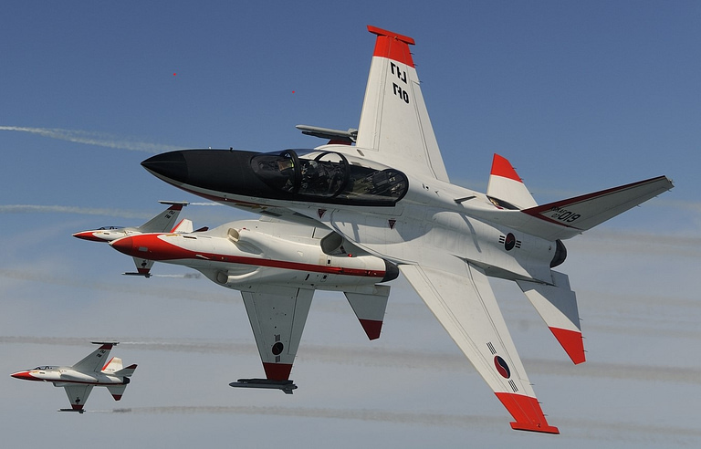 A KAI T-50 Golden Eagle on a demonstration flight the trainer at the root of the family.