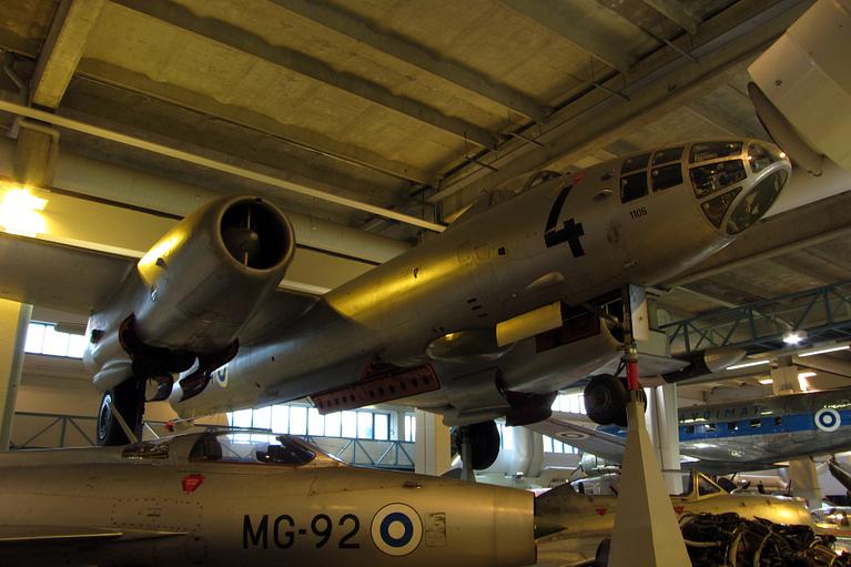 A preserved Il-28 tactical bomber in a museum collection.