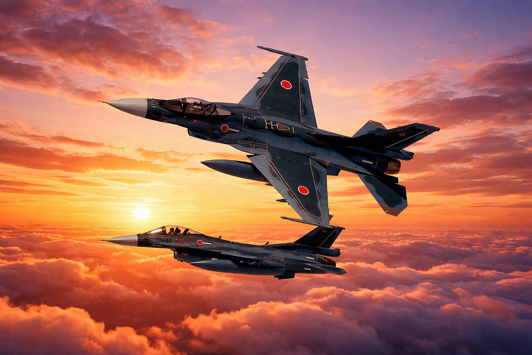F-2s at sunset more than two decades in service, and never once fired in anger.