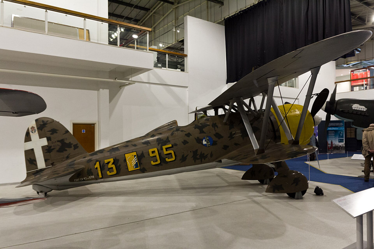 A preserved Fiat CR.42 Falco at the RAF Museum, Hendon