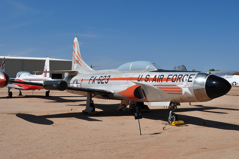 An F-94C showing the ring of doors around the nose radome that hid its 24 rockets.