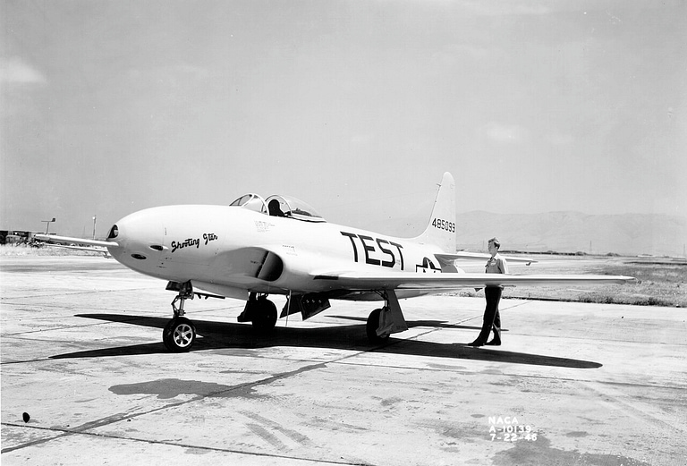 Side view of a Lockheed P-80A Shooting Star