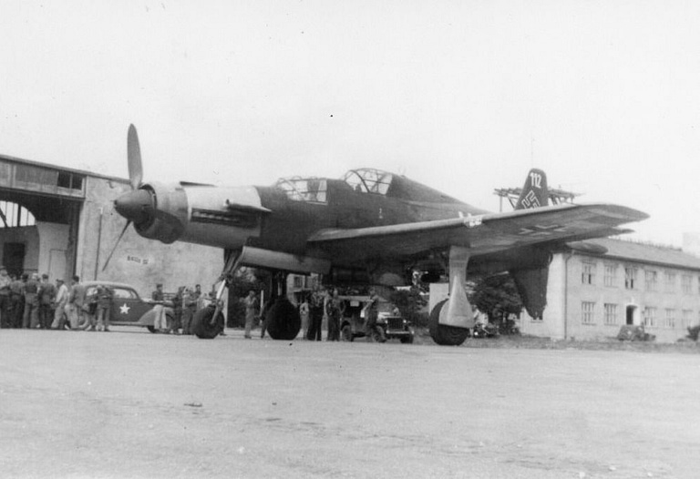 A Dornier Do 335 among captured German aircraft in 1945