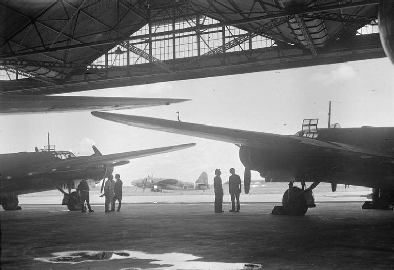 Captured Ki-49 Donryu in a hangar at Kalidjati, Java, after the Japanese surrender.