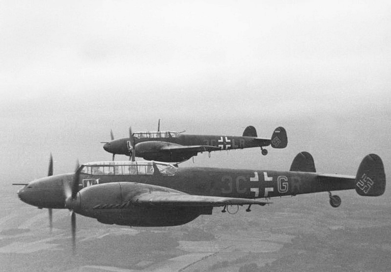 A Luftwaffe Bf 110 during the war the twin-engine heavy fighter in wartime service.