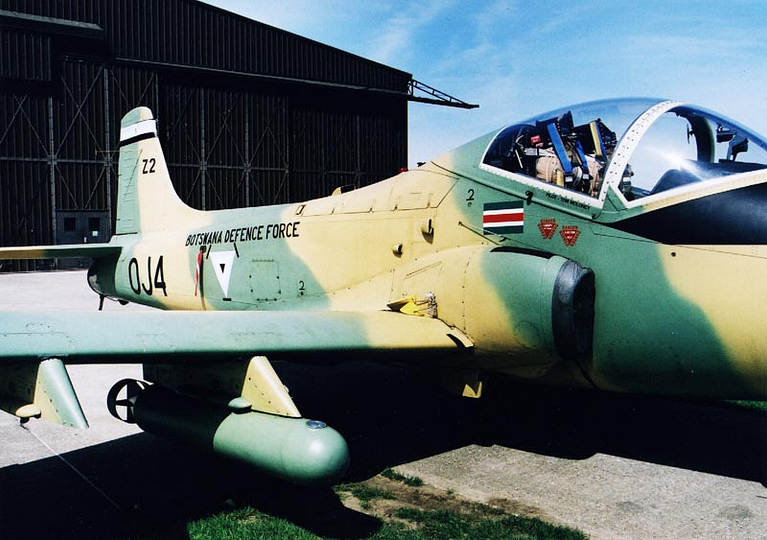 A Botswana Defence Force Strikemaster preserved at Duxford the types long export reach.