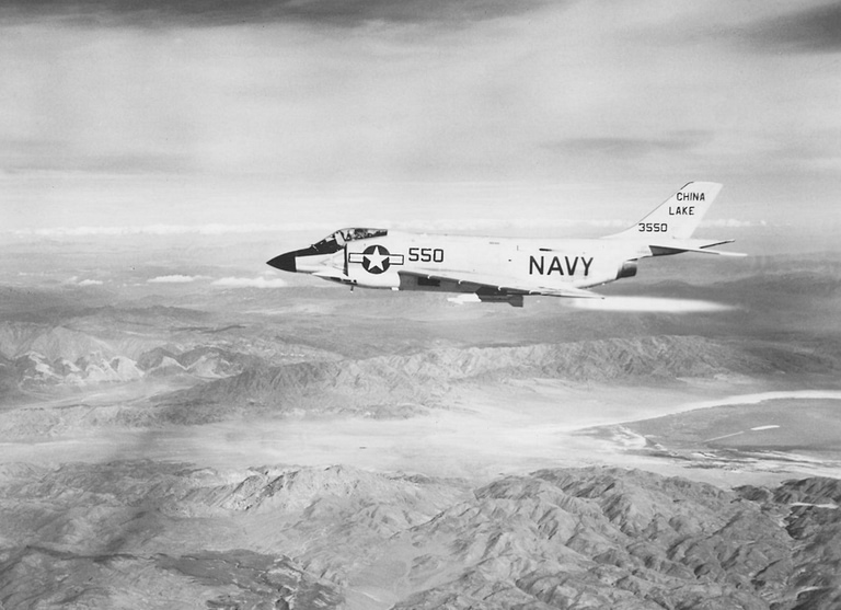An F3H Demon firing an AIM-9B Sidewinder in 1958 the Demon was built to fight with guided missiles.