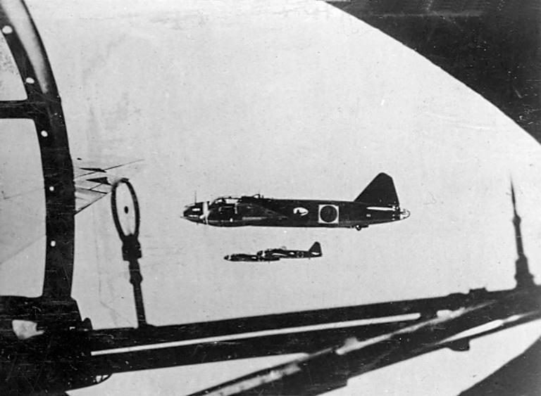 G4M Betty bombers in formation over the Mariana Islands.